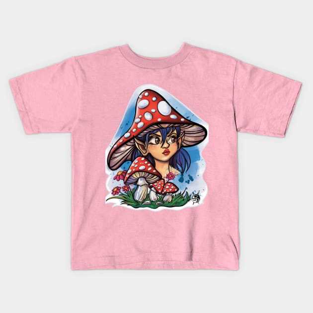 Cute mushroom fairy Kids T-Shirt by Tsvetomira Yanakieva